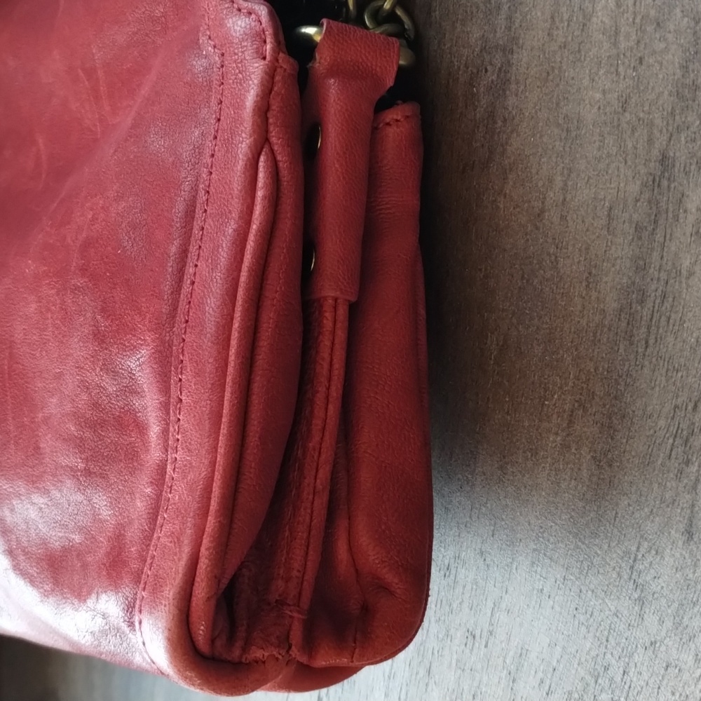 Fossil Crossbody Red Leather Bag Key FOB Keychain Purse NWT - Picture 5 of 11